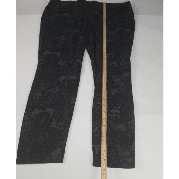 One 5 One Womans 2X Velvet Burnout Pants Black Flocked Paisley Stretch Going Out - Picture 4 of 15